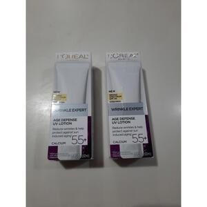Pack Of 2 L'Oreal Paris Wrinkle Expert .Spf 30 Age Defense UV Lotion. Calcum 55+